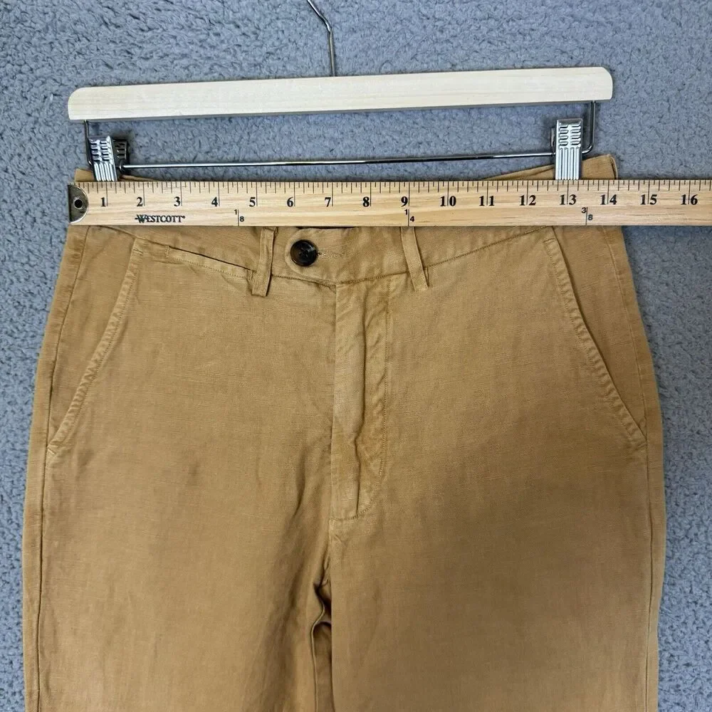 Spier & Mackay Pants‎ Mens 28 Khaki Slim Fit Linen Blend Flat Front Chinos